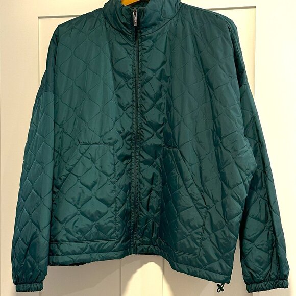 Zella Quilted Bomber Jacket in Green Moss NWOT - Picture 1 of 6